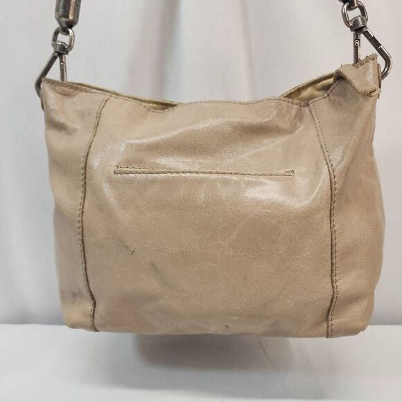 The SAK -Tan Leather Handbag Satchel Purse Woven Handle Outside zip Medium Boho - Picture 4 of 13